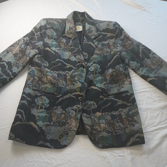 Vintage Equestrian Western Blazer Made in USA Double Breast padded Mens Medium